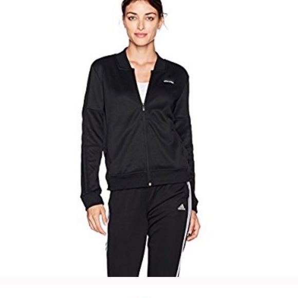Adidas Track Jacket Black 3 stripes NWT - Picture 3 of 5